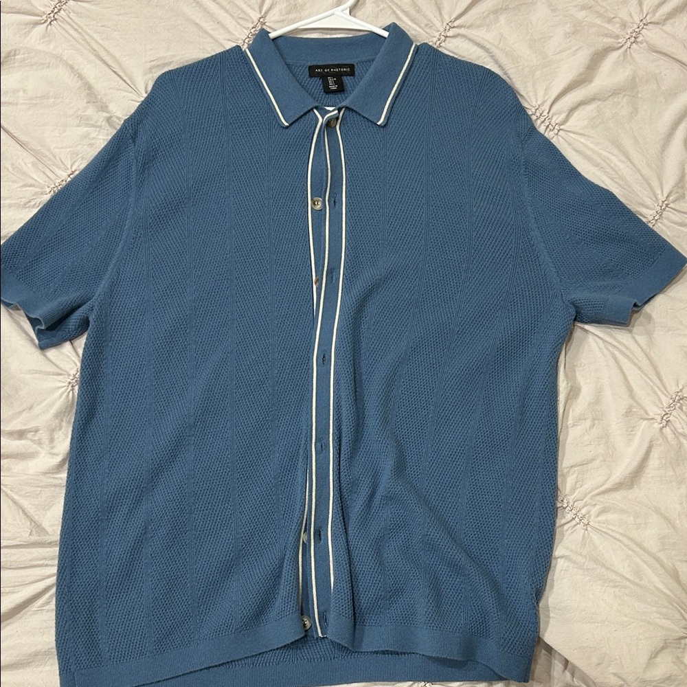 Blue Short Sleeve Button-Up Shirt